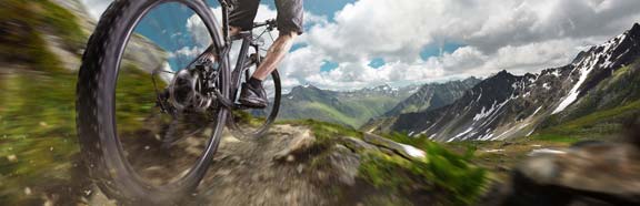 Close-up of bicycle rented from Lussari sport on Tarvisio